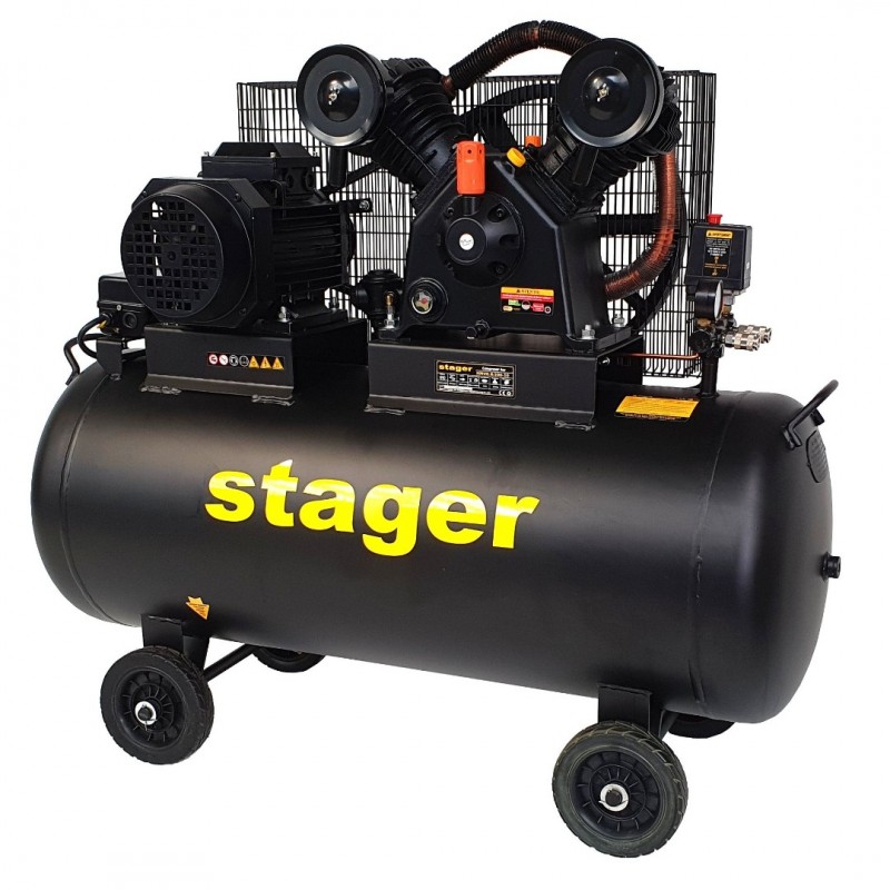 Compresor aer STAGER HMV0.6/200-10 453010620010, 200 L, 10 bar, 600 L/min, trifazat, angrenare curea