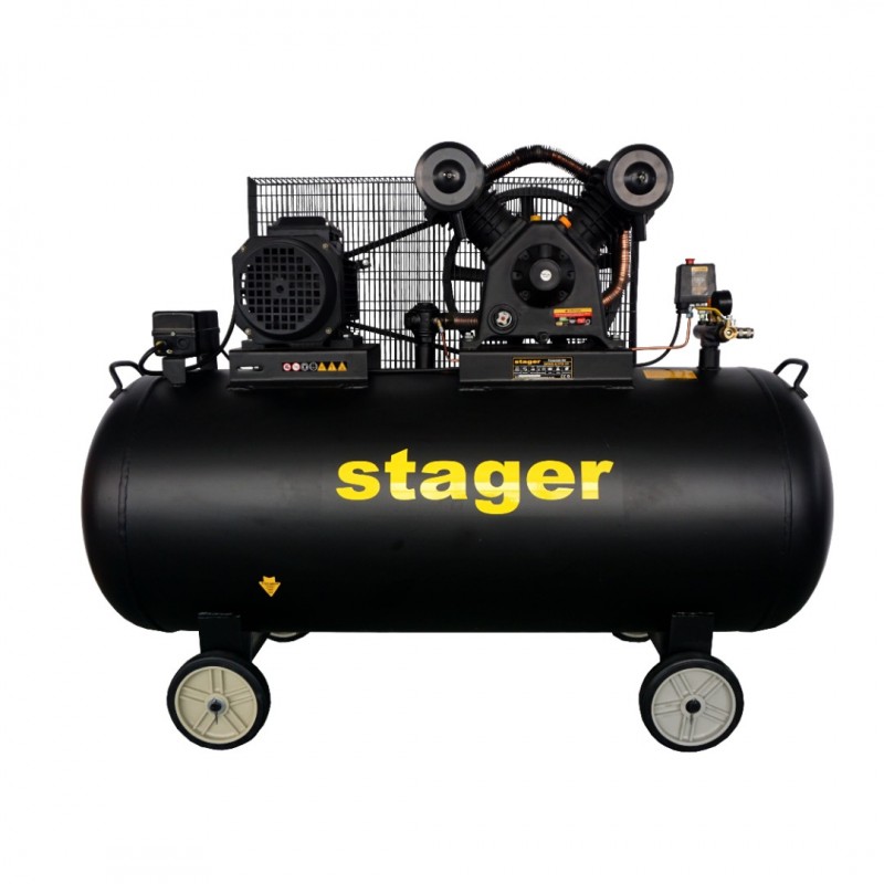 Compresor aer STAGER HMV0.6/370-10 453010637010, 370 L, 10 bar, 600 L/min, trifazat, angrenare curea