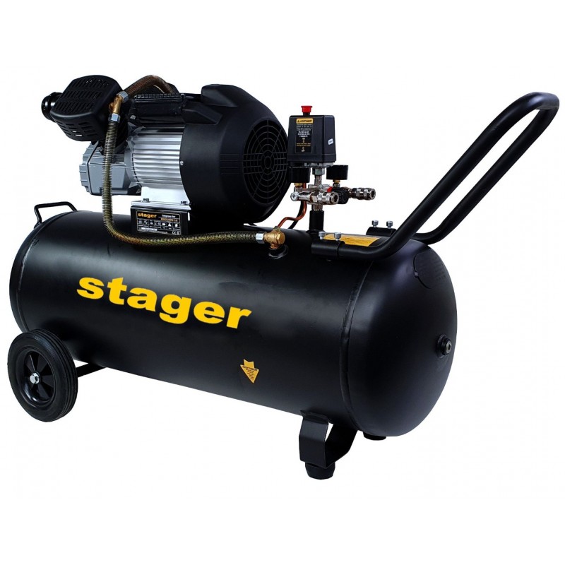 Compresor aer STAGER HM3100V-10 453010310010, 100 L, 10 bar, 356 L/min, monofazat, angrenare directa