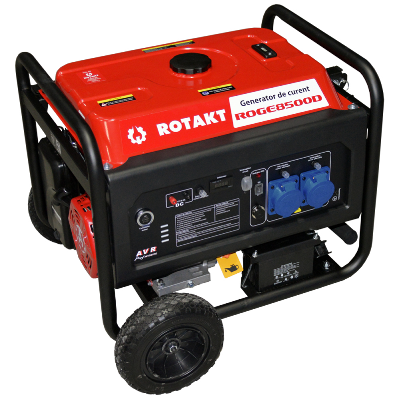Generator curent Rotakt ROGE8500D (Automatizare - ATS) putere 8,5kW 230V benzina pornire electrica AVR roti transport