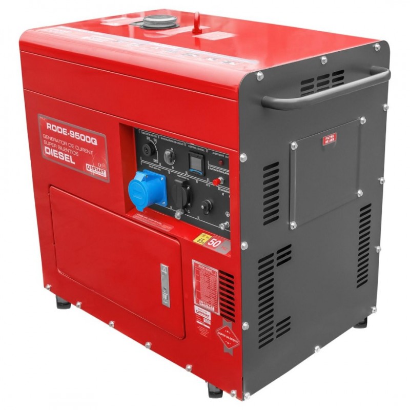 Generator curent Rotakt RODE-9500Q putere 6.6kW 230V diesel pornire electrica AVR roti transport