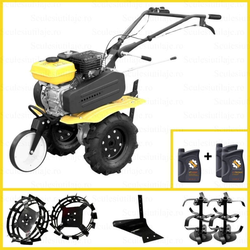 Motosapa ProGARDEN Campo 703, 7CP, 2+1 trepte, roti 4.00-8, freze, plug, roti metalice, ulei