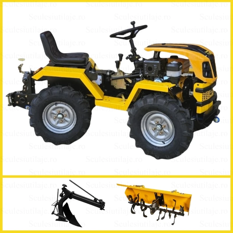 ProGARDEN Campo T18 Minitractor G2 4x4, 18CP, benzina, hidraulica fata-spate, roti 6.00-12, freza tractata, plug reversibil