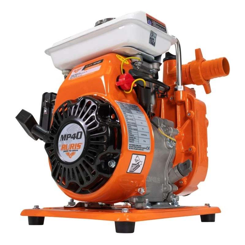Motopompa RURIS MP40, motor benzina General Engine, 2 timpi, 97 CC, 2.5 CP, adancime absorbtie 8 m, refulare verticala/orizontala 14/140 m, 20 mc/h