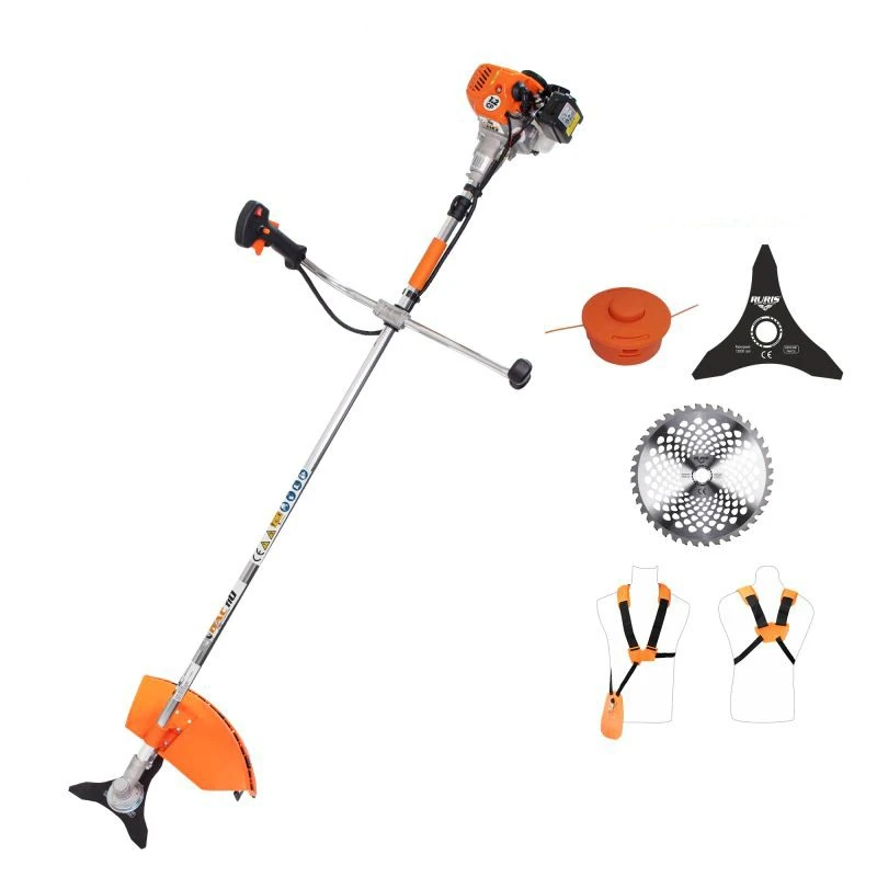 Motocoasa de umar RURIS DAC 110 11020231, motor benzina TEZ, 2 timpi, 1.2 CP, diametru taiere 25 cm, ham sustinere, disc taiere, cutit 3 dinti, tambur fir