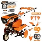 Motosapa RURIS 7500ACC5, roti cauciuc 4.00-8, rarita ajustabila, plug, adaptor, dispozitiv cartofi, cultivator, roti metalice