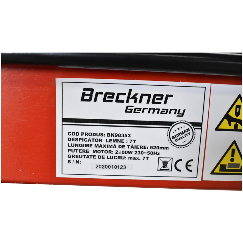 Despicator lemne orizontal 7T 230V 2kW cu suport inaltime si protectie Breckner Germany