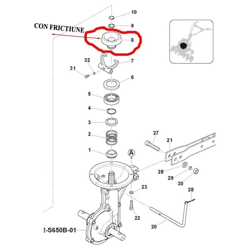 Con frictiune RURIS PSS550-15a, pentru motosapa Sprint 650B, 650L, 550H, Farm 450