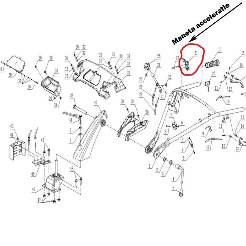 Maneta acceleratie RURIS PS1001ksd-5-21, pentru motocultor Ruris