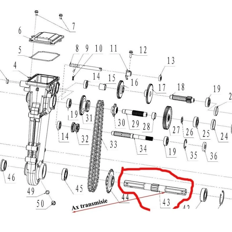Roata dintata inferior lant RURIS PS6500k-1-44, pentru motosapa Dac, Ruris, Zimbru, Gigant
