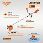 Coasa electrica pe acumulator RURIS RR 3845e, 200 Wh, diametru taiere cu fir 380 mm, cu cutit metalic 255 mm, fara acumulator, fara incarcator