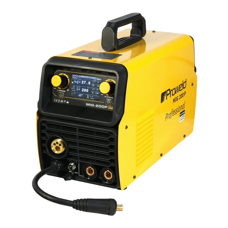 ProWELD MIG 200P Synergetic MIG/MAG functii puls simplu/dublu, DC normal, 2T/4T, mentinere automata, MMA, LiftTIG