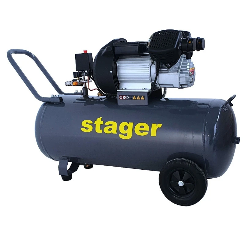 Compresor aer STAGER HM3100V 4530103100, 100 L, 8 bar, 356 L/min, monofazat, angrenare directa