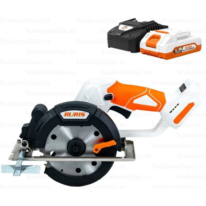 Fierastrau circular cu acumulator RURIS RMX3140 Power Alfa Up 3140RMA2024, 6800 rpm, disc 140 mm, adancime taiere 50 mm, 1 x Li-Ion 20V, 2Ah, incarcator