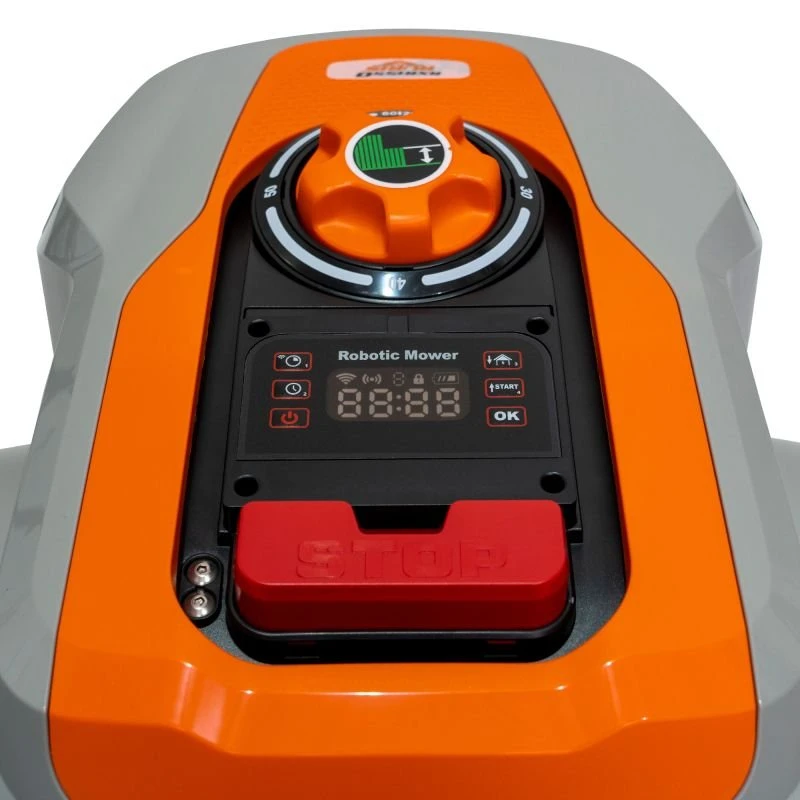 Robot de tuns gazon RURIS RXR1550 1550RXR2023, latime de lucru 180 mm, suprafata de lucru 1500 mp, acumulator Li-Ion, 20V, 5Ah
