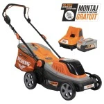 Masina de tuns gazon pe acumulator RURIS RXI 4345e, latime taiere 430 mm, inaltime de lucru 25-80 mm, cu acumulator Li-Ion 20 V 5 Ah, incarcator