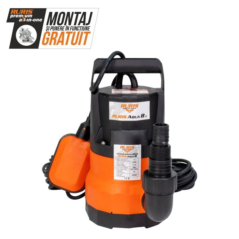 Pompa submersibila RURIS AQUA 8, pentru apa curata, 400 W, inaltime maxima refulare 7 m, debit 7 mc/h, carcasa plastic