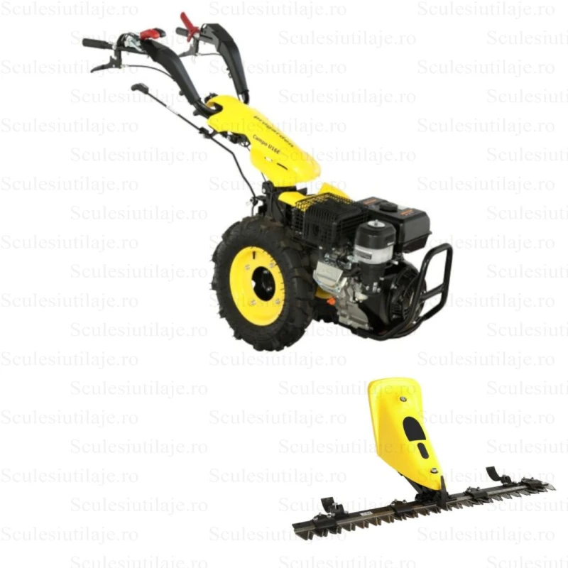 ProGARDEN Campo U16E motocultor multifunctional 14CP, benzina, EU V, pornire electrica, 3+2 viteze, reductor + BC120M bara cosire mobila 120cm