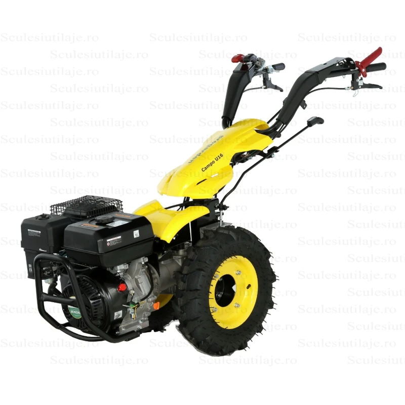 ProGARDEN Campo U16 motocultor multifunctional 14CP, benzina, EU V, pornire la sfoara, 3+2 viteze, reductor + FT90 freza tractata 900mm + BC120M bara cosire mobila 120cm