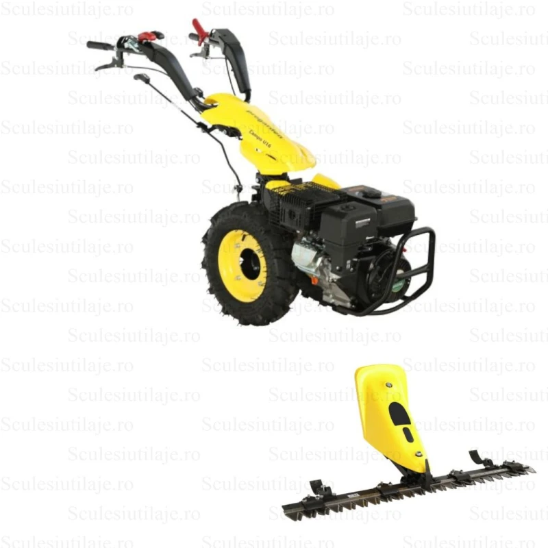 ProGARDEN Campo U16 motocultor multifunctional 14CP, benzina, EU V, pornire la sfoara, 3+2 viteze, reductor + BC120M bara cosire mobila 120cm
