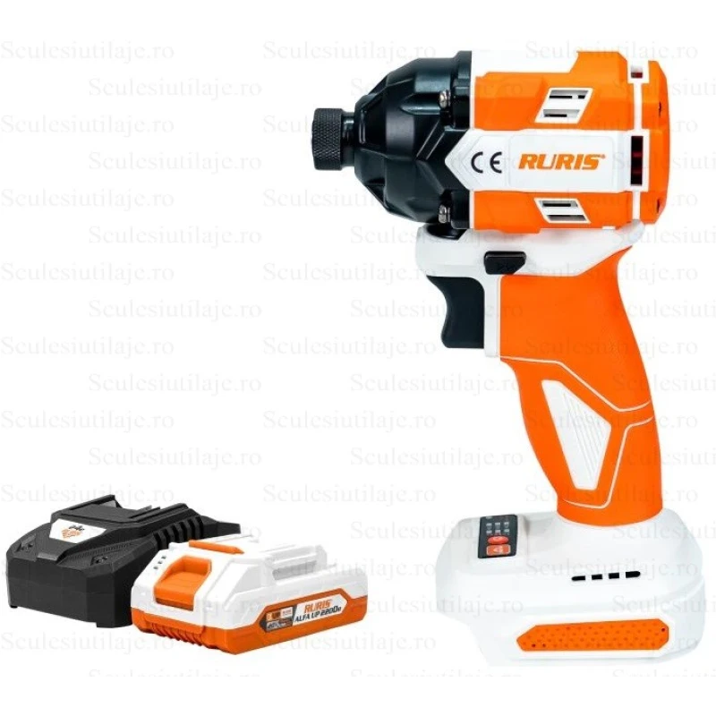 Masina de insurubat cu impact cu acumulator RURIS RMX2300 Power Alfa Up 2300RMA2024, hex 1/4, 230 Nm, 3300 rpm, 4500 bpm, 1xLi-Ion 20V/2Ah, incarcator