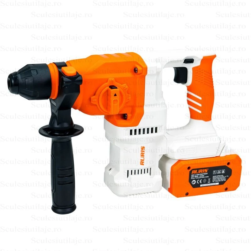 Ciocan rotopercutor pe acumulator RURIS RMX2813 Power Alfa Up 2813RMA2024, SDS Plus, 1150 rpm, 5100 bpm, 2.8 J, acumulator Li-Ion 20V, 2Ah, incarcator