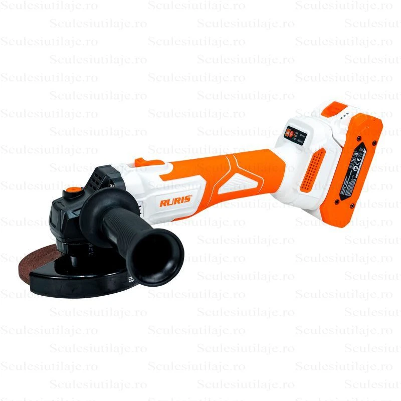 Polizor unghiular cu acumulator RURIS RMX4125 Power Alfa Up 4125RMA2024, 2600-8500 rpm, disc 125 mm, acumulator Li-Ion 20V, 2Ah, incarcator