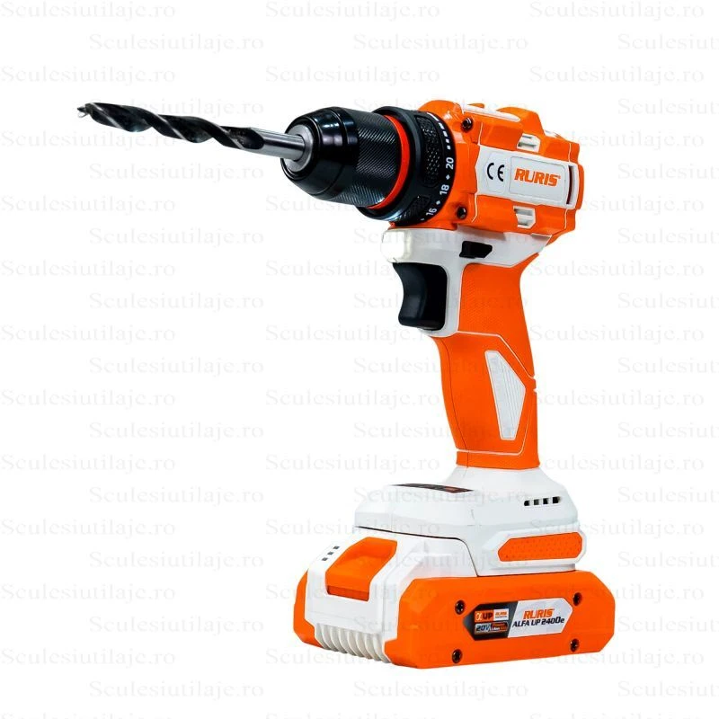 Masina de gaurit/insurubat cu acumulator RURIS RMX1260 Power Alfa Up 1260RMA2024, 60 Nm, 0-450-2000 rpm, accesorii, 1 x Li-Ion 20V, 2Ah, incarcator