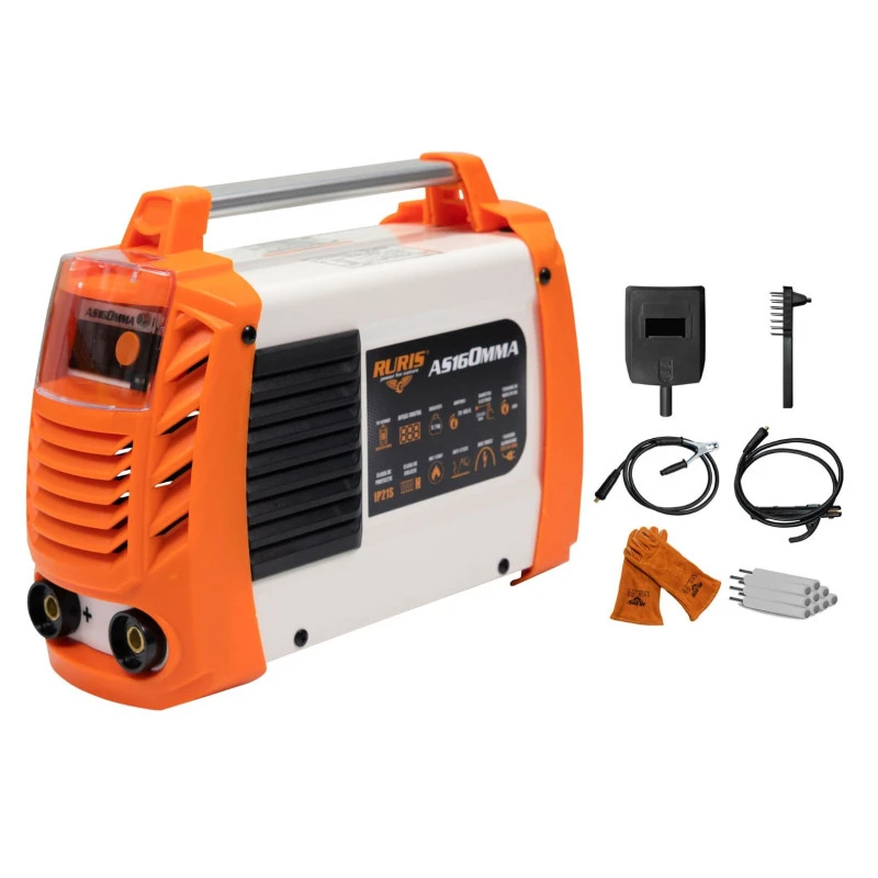 Aparat de sudura tip invertor RURIS AS160MMA, tip sudura MMA, diametru electrozi 2.5 mm - 4 mm, afisaj digital, accesorii incluse