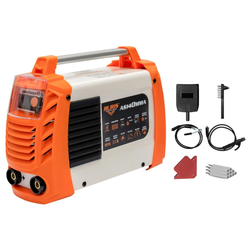 Aparat de sudura tip invertor RURIS AS140MMA, tip sudura MMA, diametru electrozi 1.6 mm - 3.2 mm, afisaj digital, accesorii incluse