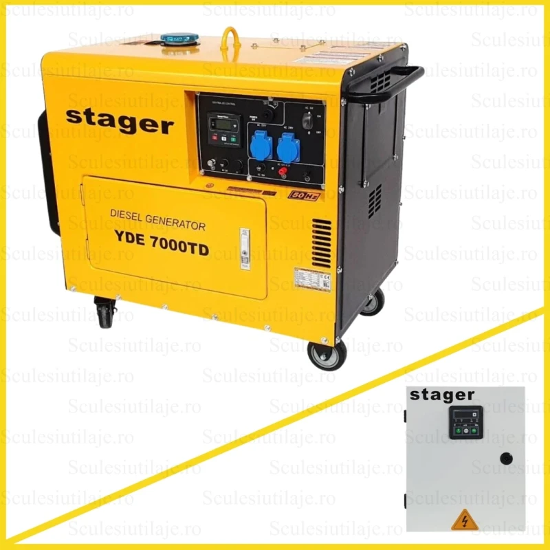 Generator insonorizat STAGER YDE7000TD 1158007000TD,diesel, monofazat, ats, 5 kW, 18 A, 3000 rpm