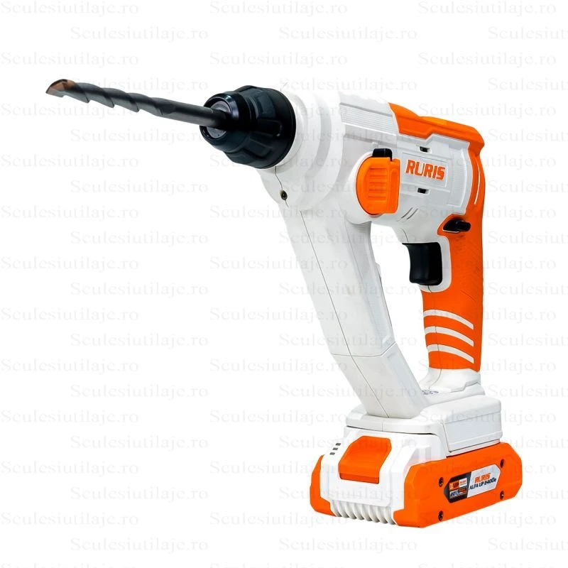 Ciocan rotopercutor cu acumulator RURIS RMX1210 Power Alfa Up 1210RMA2024, SDS Plus, 900 rpm, 5100 bpm, 1.5 J, 1 x Li-Ion 20V, 2Ah, incarcator