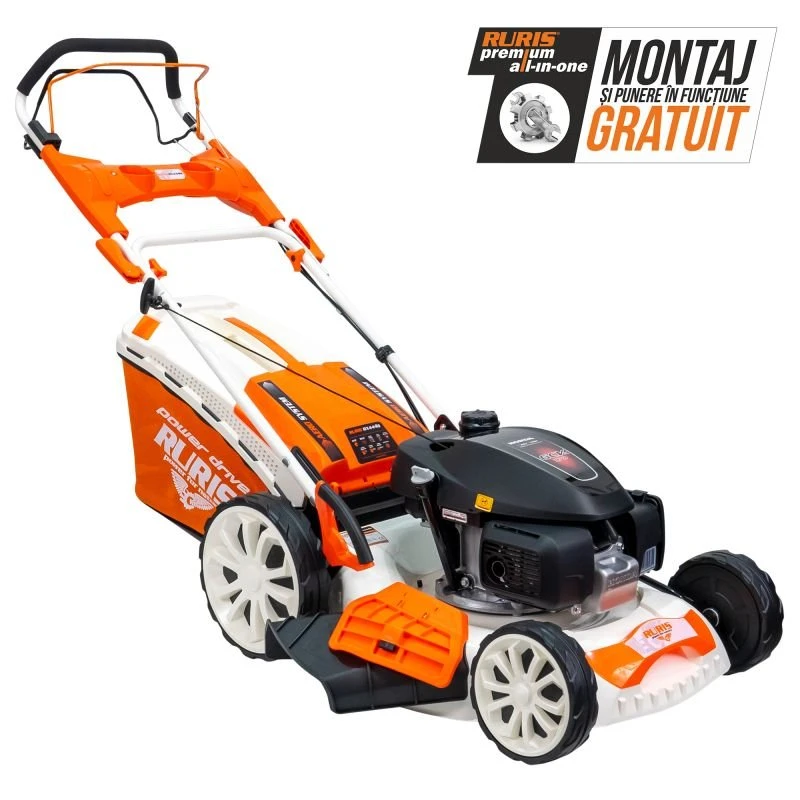 Masina de tuns iarba, pe benzina, RURIS RX444S, 4.6 CP, 166 CC, Honda, latime de lucru 51 cm, inaltime taiere 25-75 mm, sac colector 65 litri