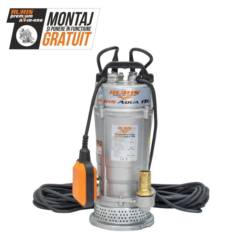 Pompa submersibila RURIS AQUA 11S, pentru apa curata, 550 W, inaltime maxima refulare 25 m, debit 3.6 mc/h, carcasa aluminiu
