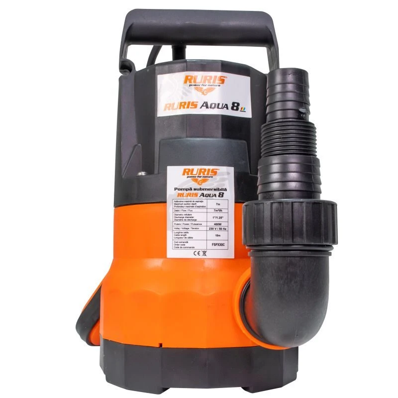 Pompa submersibila RURIS AQUA 8, pentru apa curata, 400 W, inaltime maxima refulare 7 m, debit 7 mc/h, carcasa plastic