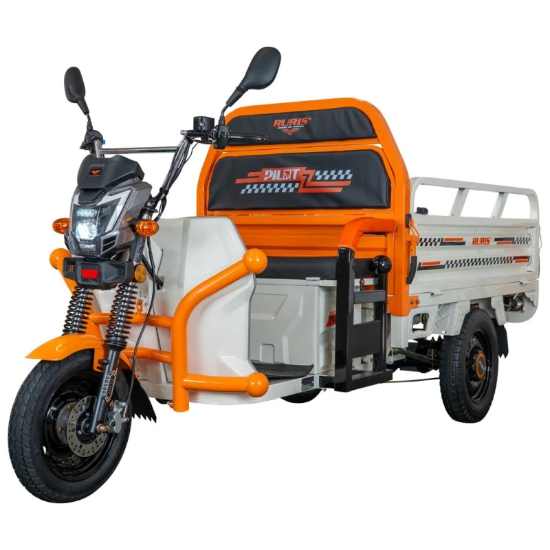 Triciclu Electric Cargo RURIS Pilot 3120A, 2000W, 72V 45Ah, Autonomie 70 km, Utilitar, Sarcina 542 kg, viteza maxima de 25 km/h, conform reglementarilor UE, fara permis, alb