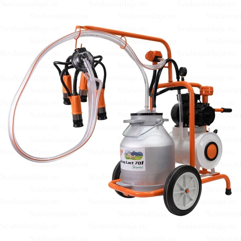 Mulgatoare RURIS Fagaras Lact 701 – 1 Post, Bidon Aluminiu 30L, Vacuum 18L, Motor 550W | Pentru 2-5 Bovine