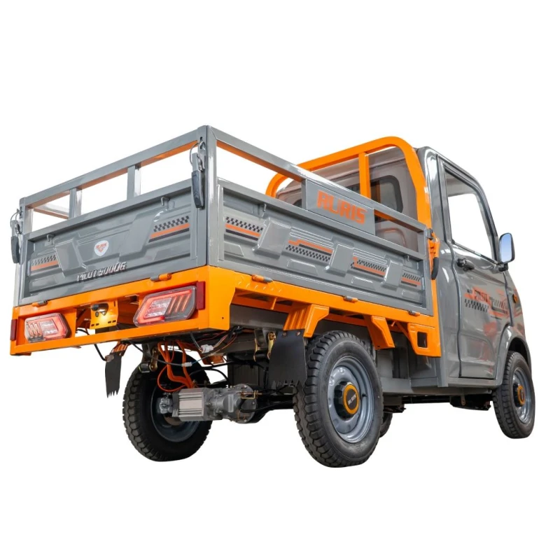 Triciclu electric pick-up RURIS Pilot 5000G, putere maxima 4900 W, autonomie pana la 130 km, cu volan, viteza maxima de 25 km/h, conform reglementarilor UE, fara permis, gri