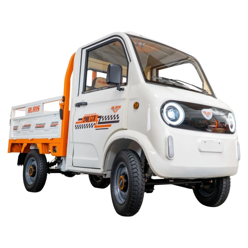 Triciclu electric pick-up RURIS Pilot 5000A, putere maxima 4900 W, autonomie pana la 130 km, cu volan, viteza maxima de 25 km/h, conform reglementarilor UE, fara permis, alba