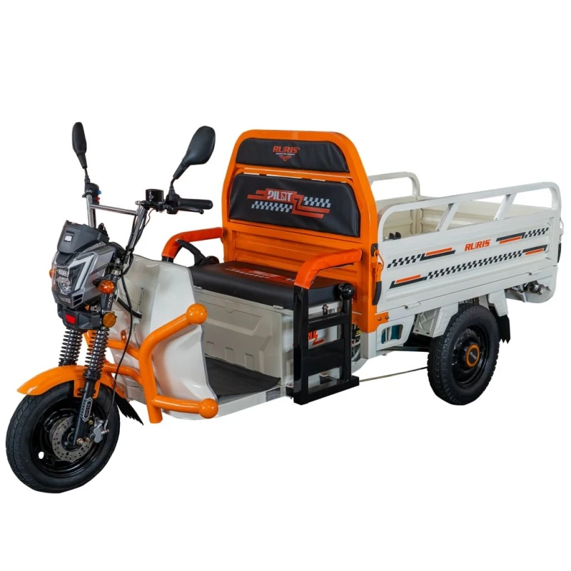 Triciclu Electric Cargo RURIS Pilot 3120A, 2000W, 72V 45Ah, Autonomie 70 km, Utilitar, Sarcina 542 kg, viteza maxima de 25 km/h, conform reglementarilor UE, fara permis, alb