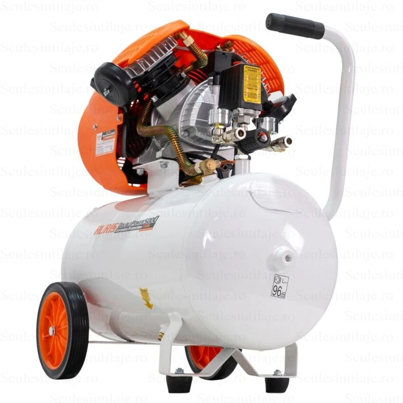 Compresor Aer RURIS Double Power 5000 – 2200W, 3CP, 50L, 354 l/min, 8 Bar, 2 Cilindri, 2 Iesiri cu Manometru