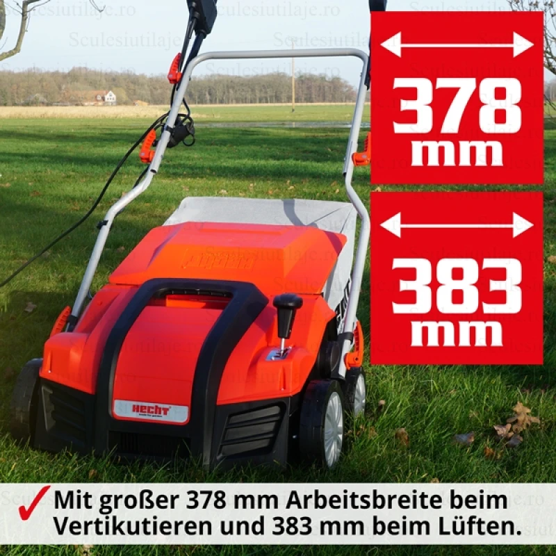 Scarificator si aerator electric HECHT 1848 2 in 1, putere motor 1800 W, sac colectare 55 litri, latime de lucru 40 cm