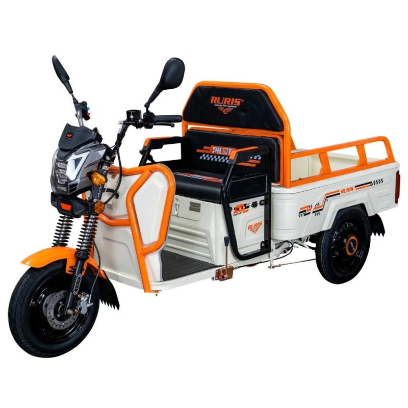 Triciclu Electric Cargo RURIS Pilot 3110A – Motor Electric 2000W, Baterie 72V 32Ah, Autonomie 80 km, Sarcina 300 kg, maxima de 25 km/h, conform reglementarilor UE, fara permis, alb