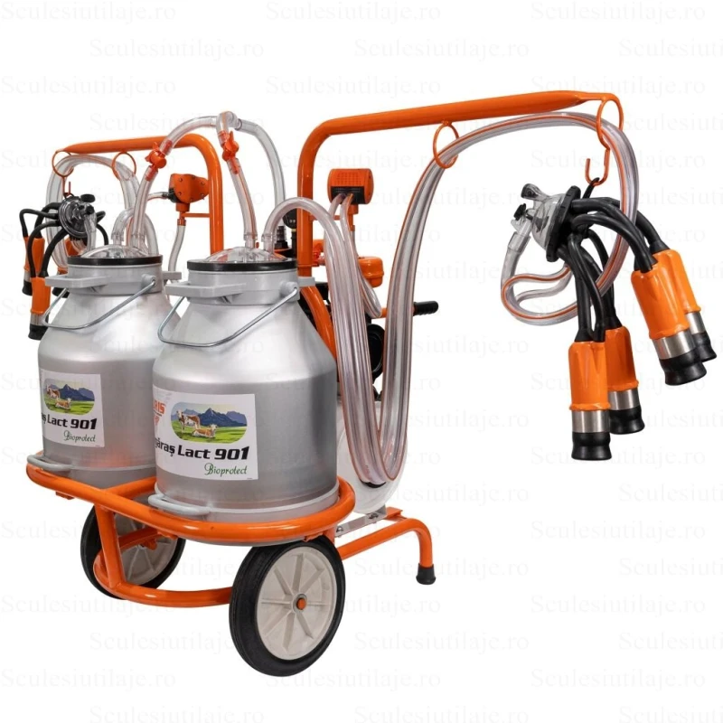 Mulgatoare RURIS Fagaras Lact 901, 2 posturi, 2 bidoane aluminiu 60L, 550W