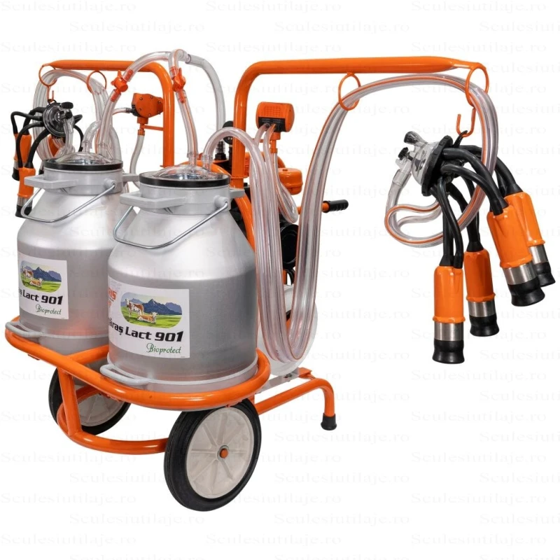 Mulgatoare RURIS Fagaras Lact 901, 2 posturi, 2 bidoane aluminiu 60L, 550W