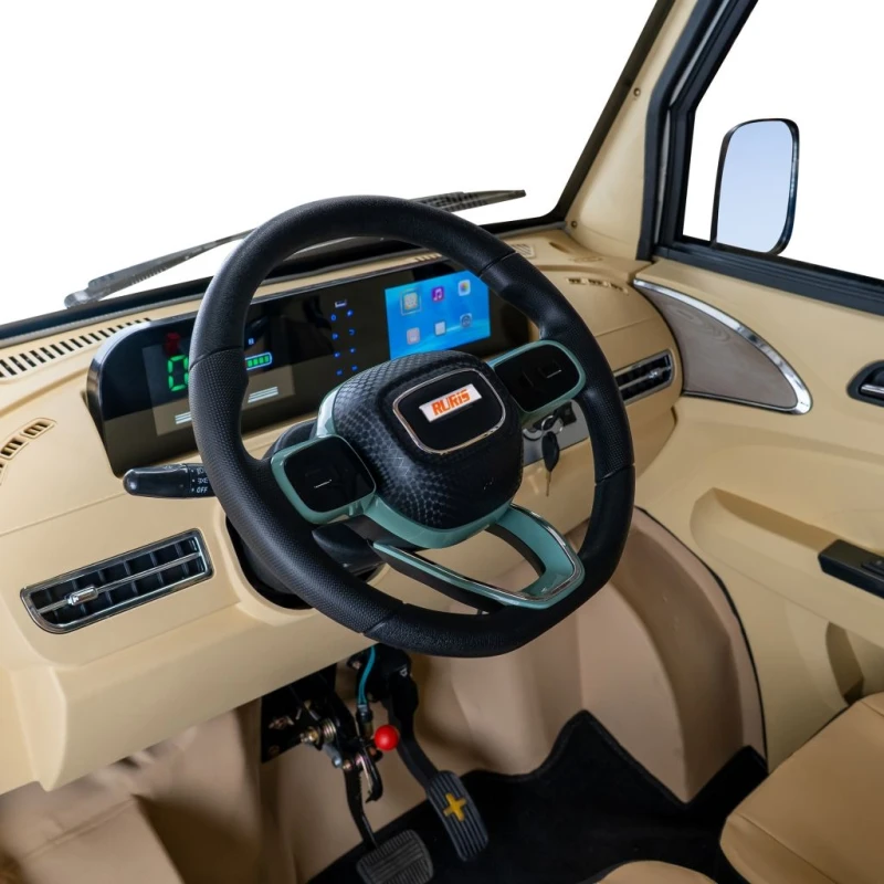 Triciclu electric pick-up RURIS Pilot 5000A, putere maxima 4900 W, autonomie pana la 130 km, cu volan, viteza maxima de 25 km/h, conform reglementarilor UE, fara permis, alba