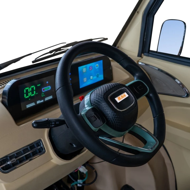 Triciclu electric pick-up RURIS Pilot 5000G, putere maxima 4900 W, autonomie pana la 130 km, cu volan, viteza maxima de 25 km/h, conform reglementarilor UE, fara permis, gri