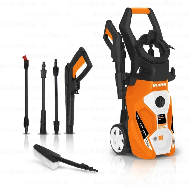 Aparat de spalat cu presiune RURIS CleanPowerJet 1500 – 2000W, 160 Bar, 7.5 L/min, Furtun 6m, Cablu 5m, 8.6 kg