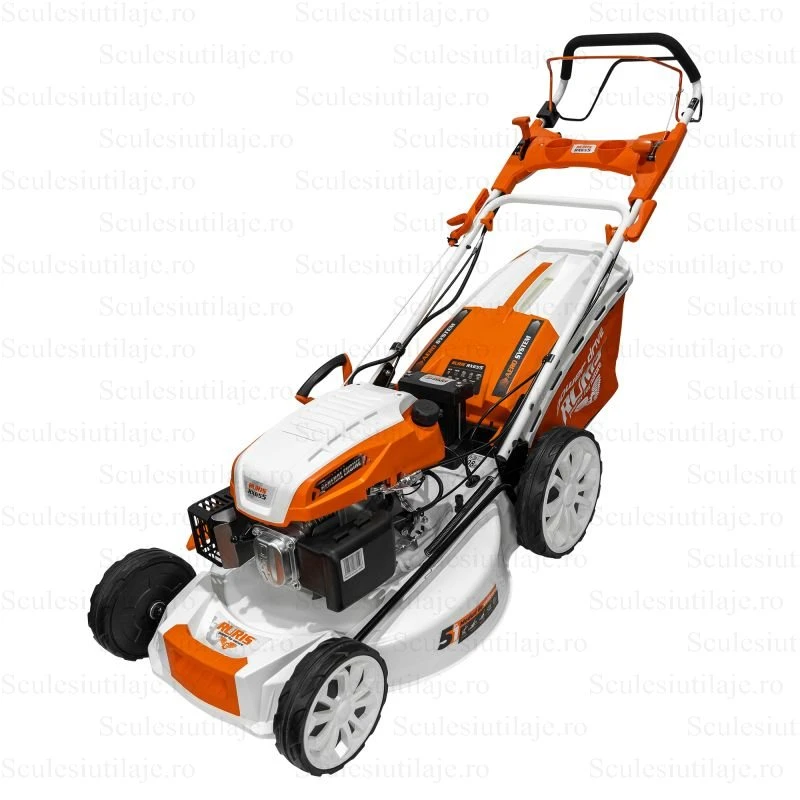 Masina de tuns gazon RURIS RX655 – 5.6 CP, latime de lucru 56 cm, Autopropulsata, Multifuncționala. Pornire electrica