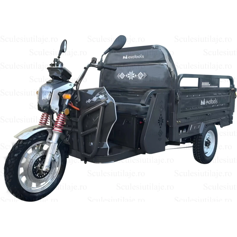Triciclu Electric Cargo TRCC1500 – Putere maxima 3000W, Baterie 72 V/58 Ah, 25 km/h, Autonomie 60 km, Sistem basculabil hidraulic
